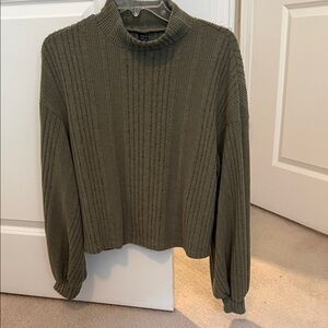SHEIN Khaki Ribbed Turtleneck Sweater